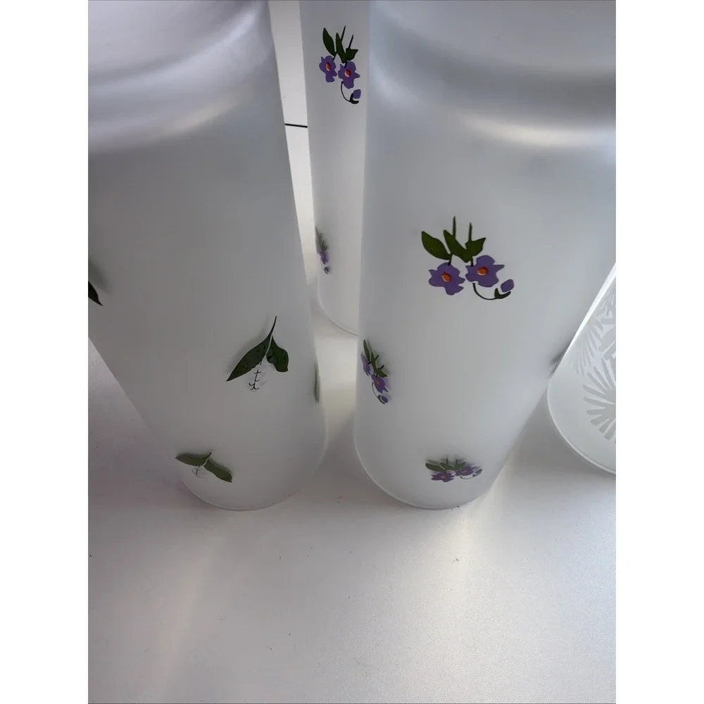 6 Dartington Designs Frosted Highball Glasses Spring Time Flowers Made In France